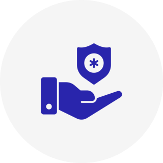 Hand with shield icon, security concept.