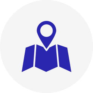 Map icon with location pin symbol.