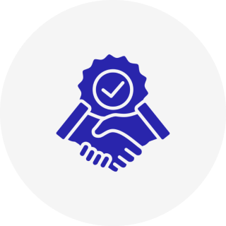 Handshake icon with checkmark for agreement.